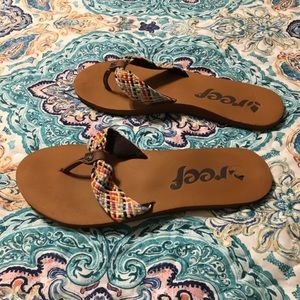 Reef Brown & multicolored flip flops
